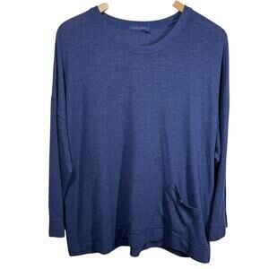 Fresh Produce Woman OS Raglan Scoop Blue Boxy Pullover Oversized Lagenlook USA